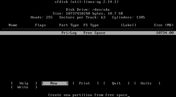 cfdisk (util-linux-ng) - New