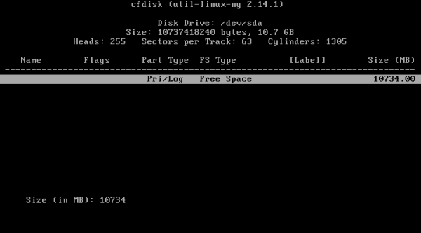 cfdisk (util-linux-ng) - 10734