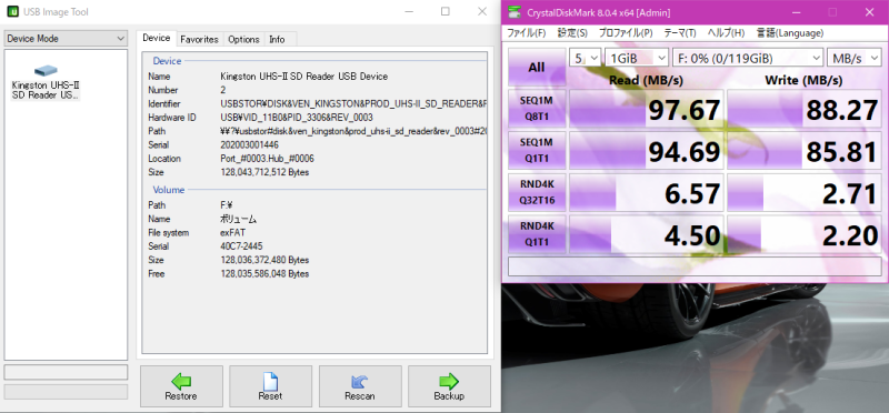 SAMSUNG EVO Plus 128GB microSDXC UHS-I U3 CrystalDiskMark8 exFAT