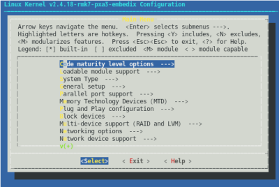 Zaurus Kernel Configuration Menu