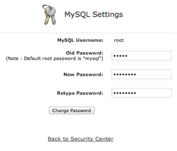 MySQL Settings Set Password