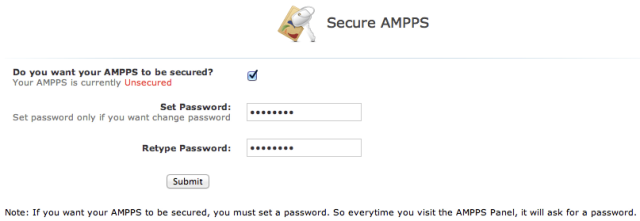 Secure AMPPS Set Password