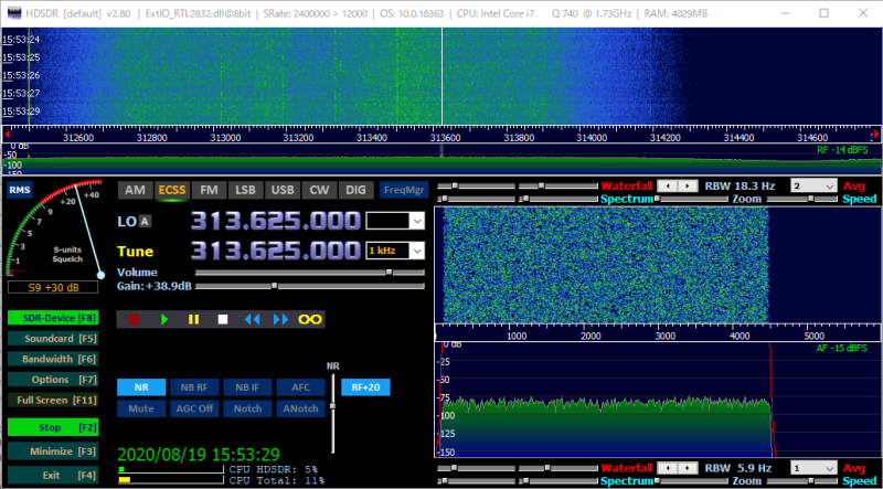 HDSDR 313.625MHz