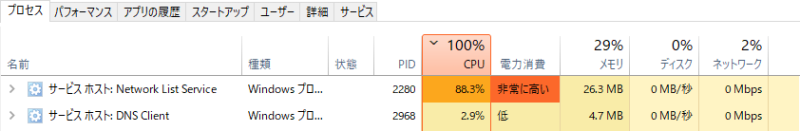 Network List Service CPU Usage